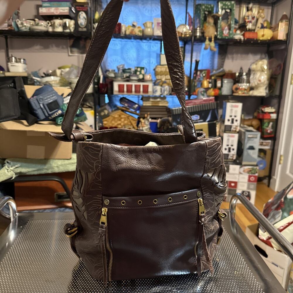 The Sak Collective Ojai Tobacco Dark Brown Leather Hobo Bucket Shoulder Purse
